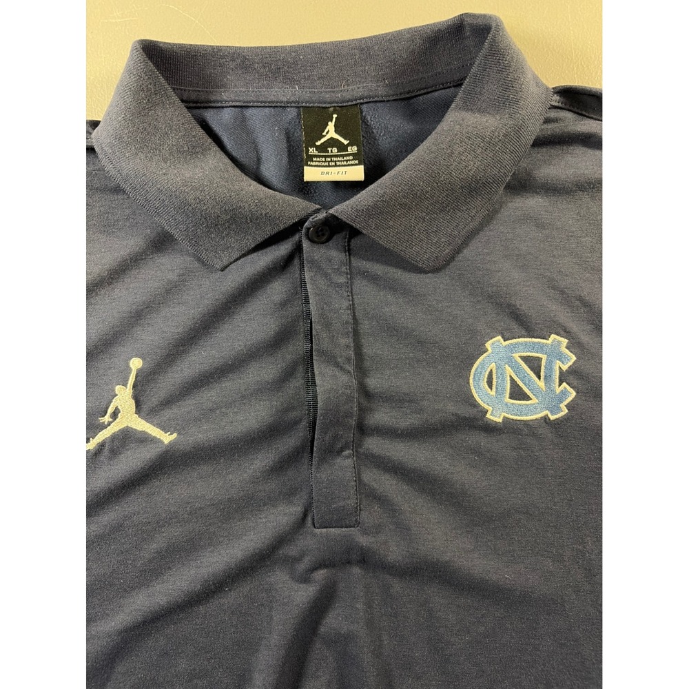 Jordan Polo Shirt Mens XL Navy Blue UNC Tar Heels Military Bowl Dri-FIT Athletic